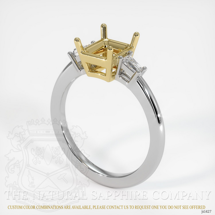 14K Yellow & White Three Stone Ring Setting