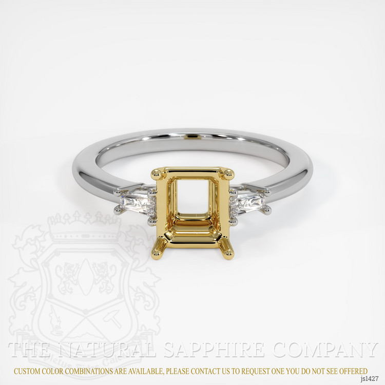 14K Yellow & White Three Stone Ring Setting