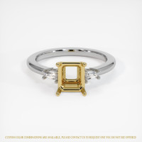 18K Yellow & White Three Stone Ring Setting Image