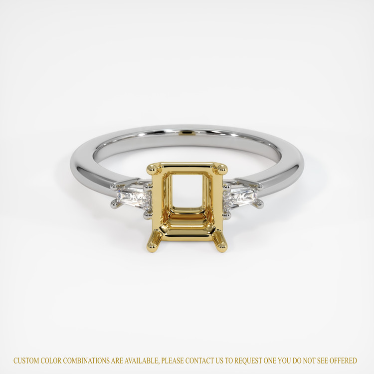 18K Yellow & White Three Stone Ring Setting