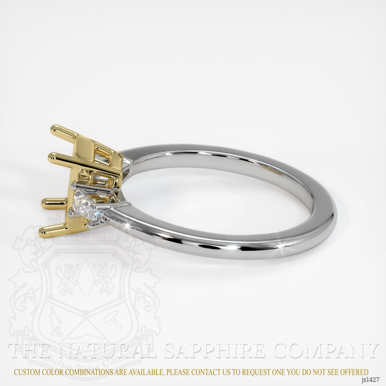 18K Yellow & White Three Stone Ring Setting