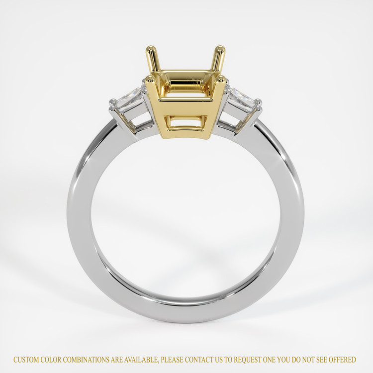 18K Yellow & White Three Stone Ring Setting