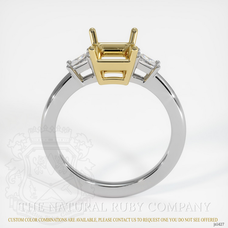 18K Yellow & White Three Stone Ring Setting