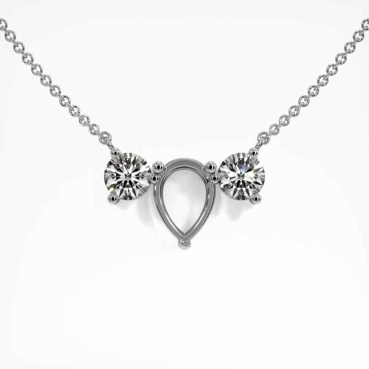 18K White Gold Accent Stones Necklace Setting