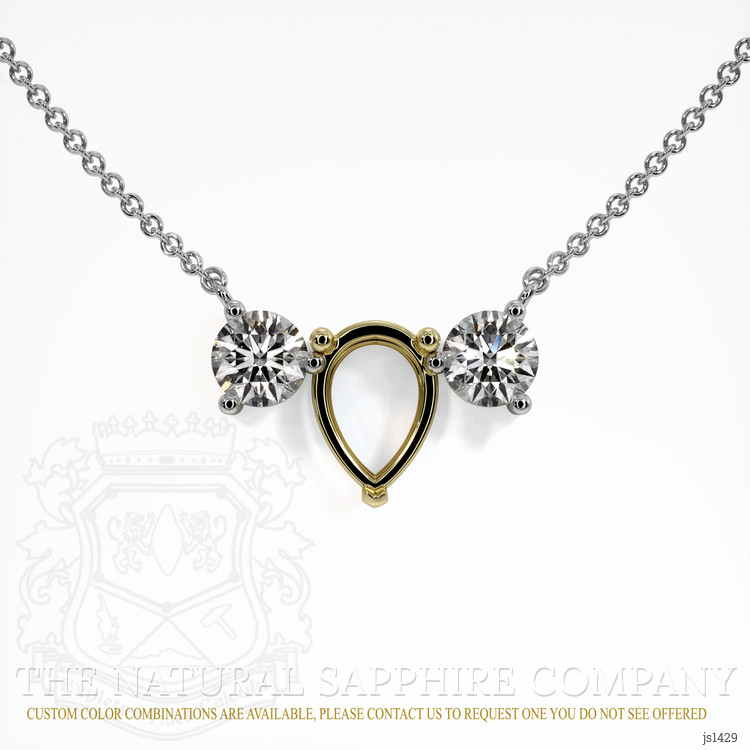 14K Yellow & White Accent Stones Necklace Setting