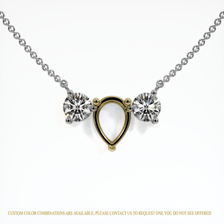 14K Yellow & White Accent Stones Necklace Setting