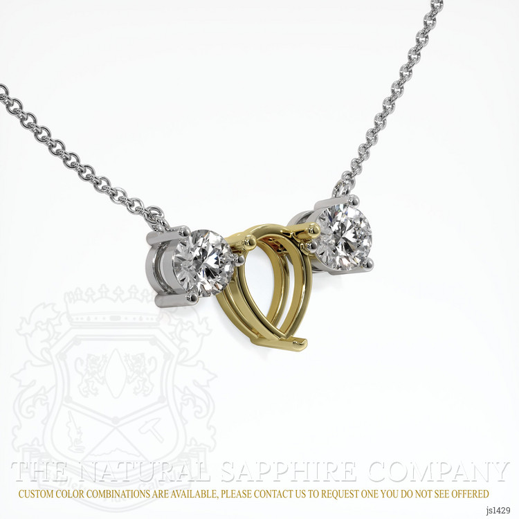 14K Yellow & White Accent Stones Necklace Setting