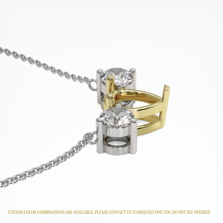 14K Yellow & White Accent Stones Necklace Setting