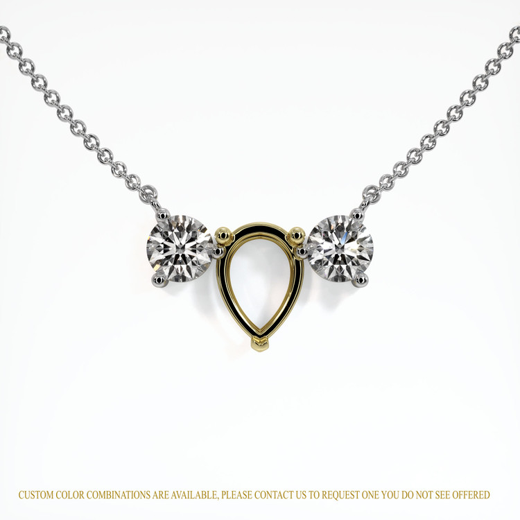 18K Yellow & White Accent Stones Necklace Setting