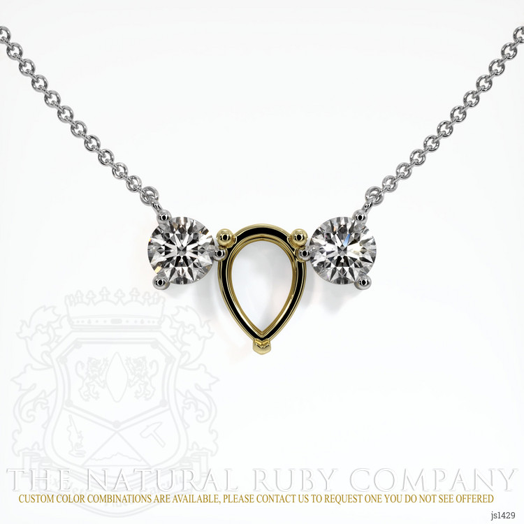 18K Yellow & White Accent Stones Necklace Setting