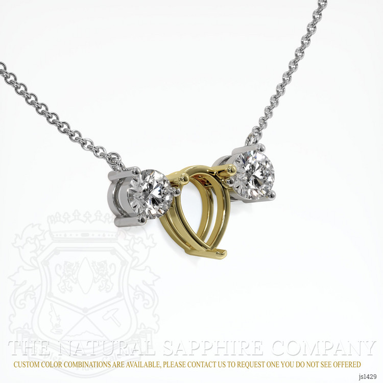 18K Yellow & White Accent Stones Necklace Setting