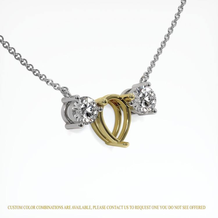 18K Yellow & White Accent Stones Necklace Setting