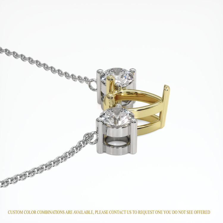 18K Yellow & White Accent Stones Necklace Setting