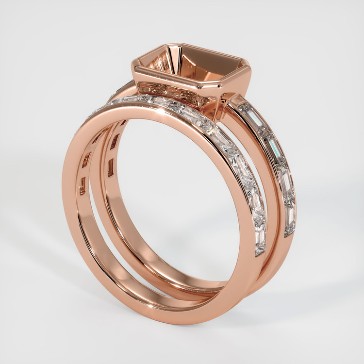 14K Rose Gold Wedding Set Ring Setting