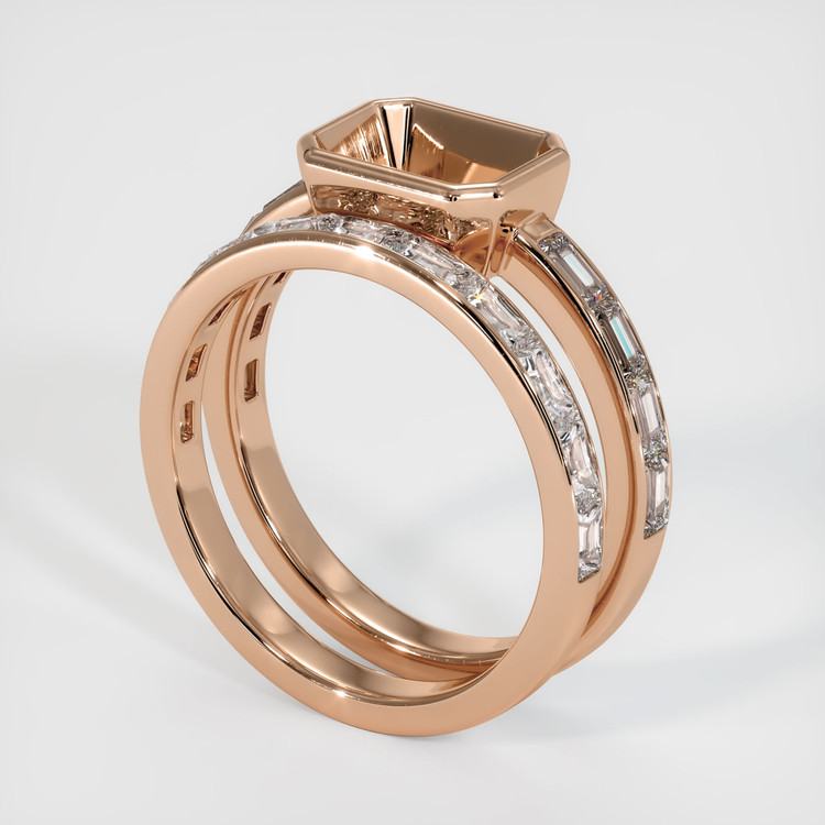 18K Rose Gold Wedding Set Ring Setting