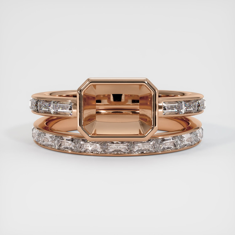 18K Rose Gold Wedding Set Ring Setting