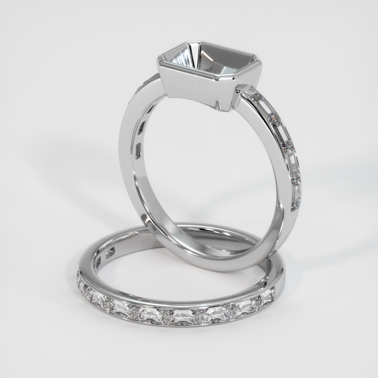 14K White Gold Accent Stones Ring Setting