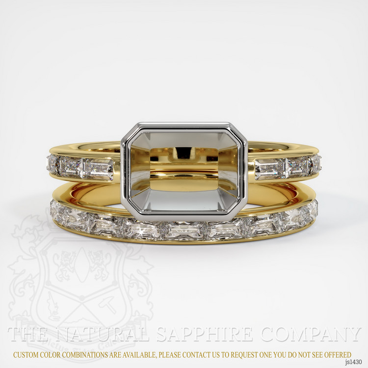 14K White & Yellow Accent Stones Ring Setting