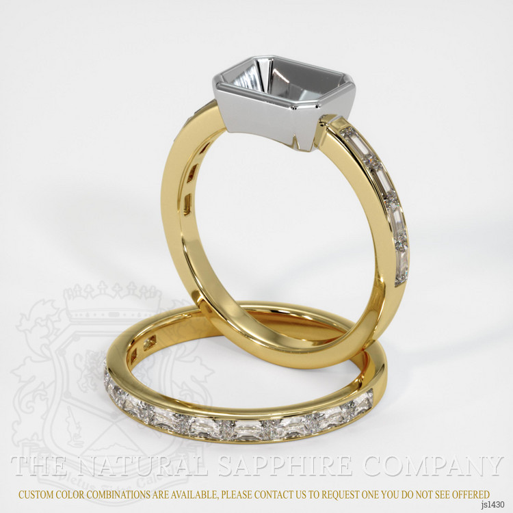 14K White & Yellow Accent Stones Ring Setting