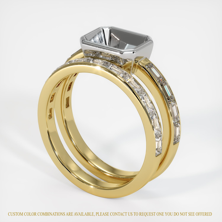 18K White & Yellow Accent Stones Ring Setting