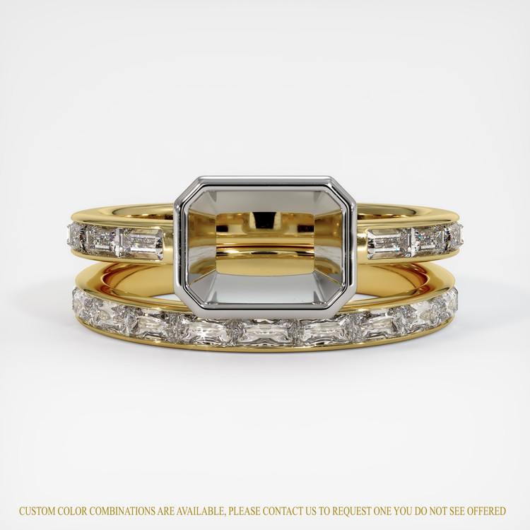 18K White & Yellow Accent Stones Ring Setting