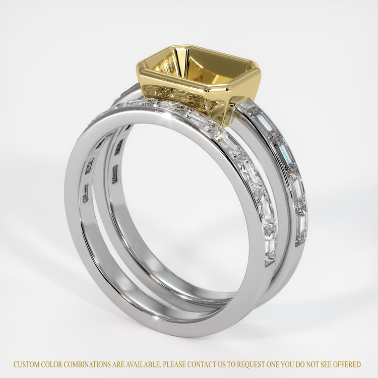 18K Yellow & White Accent Stones Ring Setting