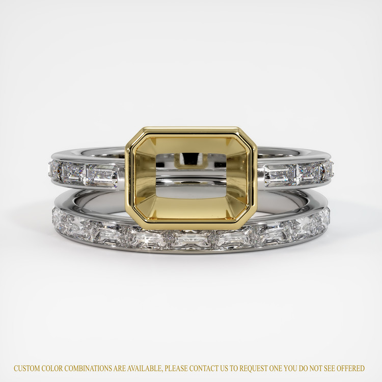 18K Yellow & White Accent Stones Ring Setting