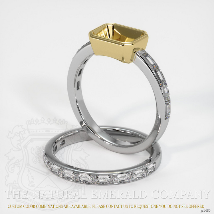 18K Yellow & White Accent Stones Ring Setting