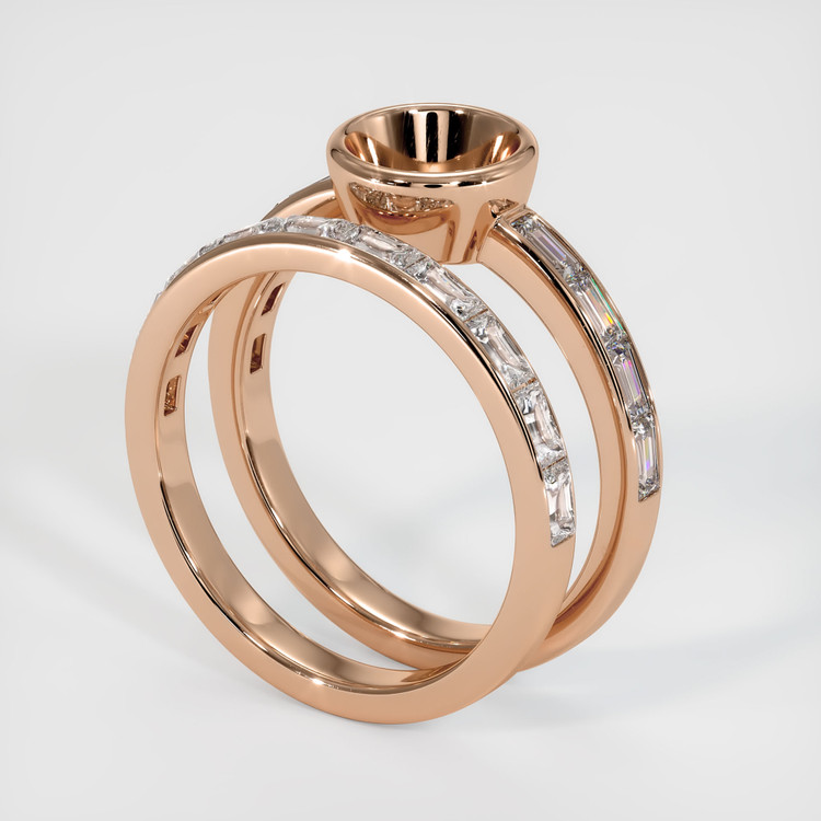 18K Rose Gold Wedding Set Ring Setting