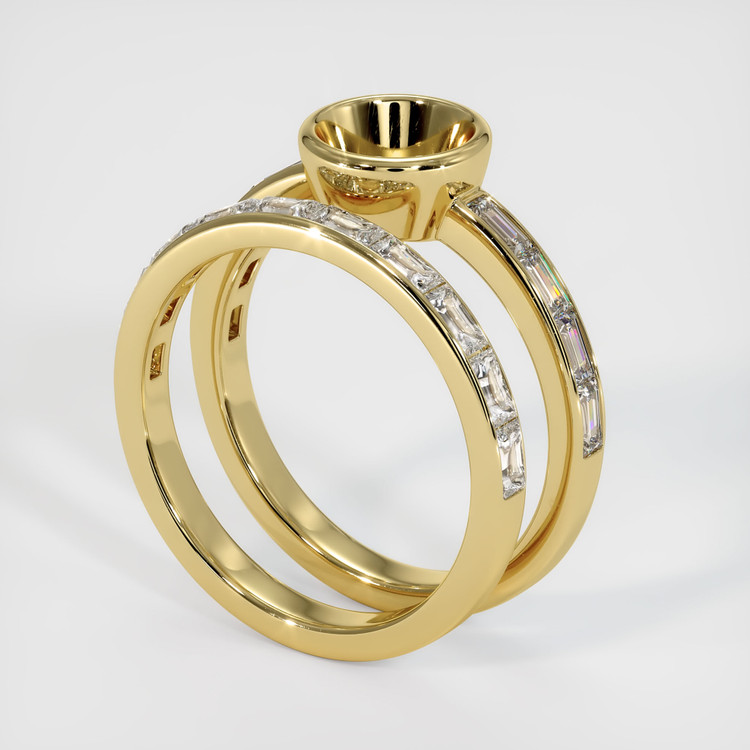 18K Yellow Gold Wedding Set Ring Setting