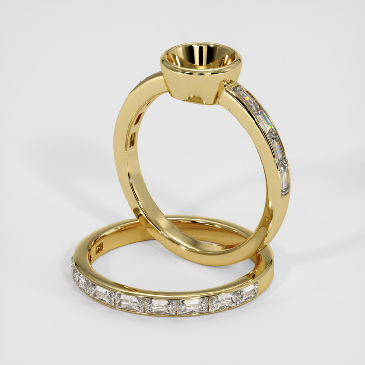 18K Yellow Gold Wedding Set Ring Setting