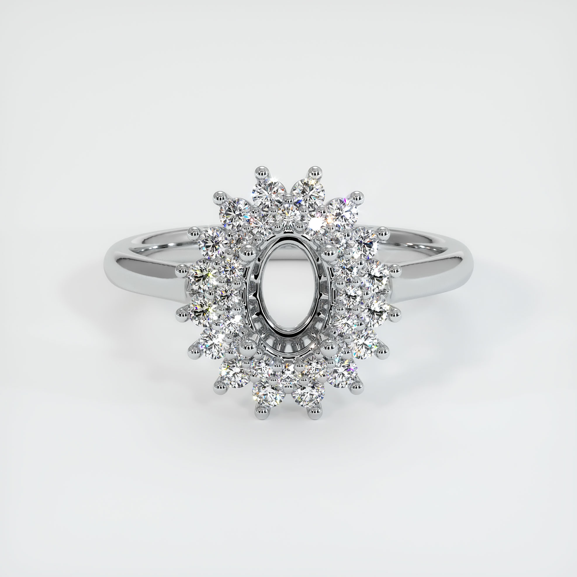 10k White Gold Pave.2ct Diamond Engagement Wedding Semi Mount Ring 12x9mm Oval 