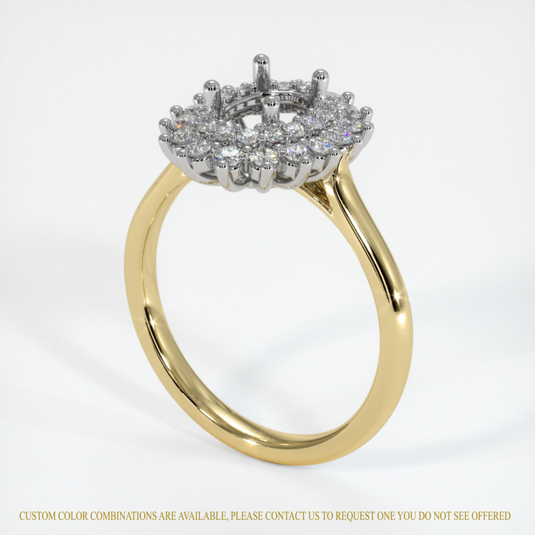 14K White & Yellow Antique Style Ring Setting