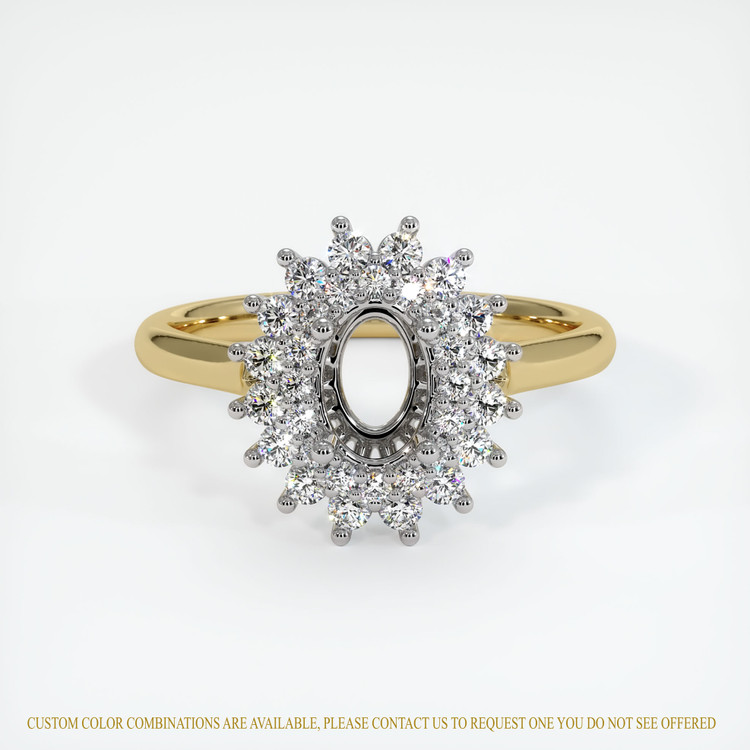 14K White & Yellow Antique Style Ring Setting