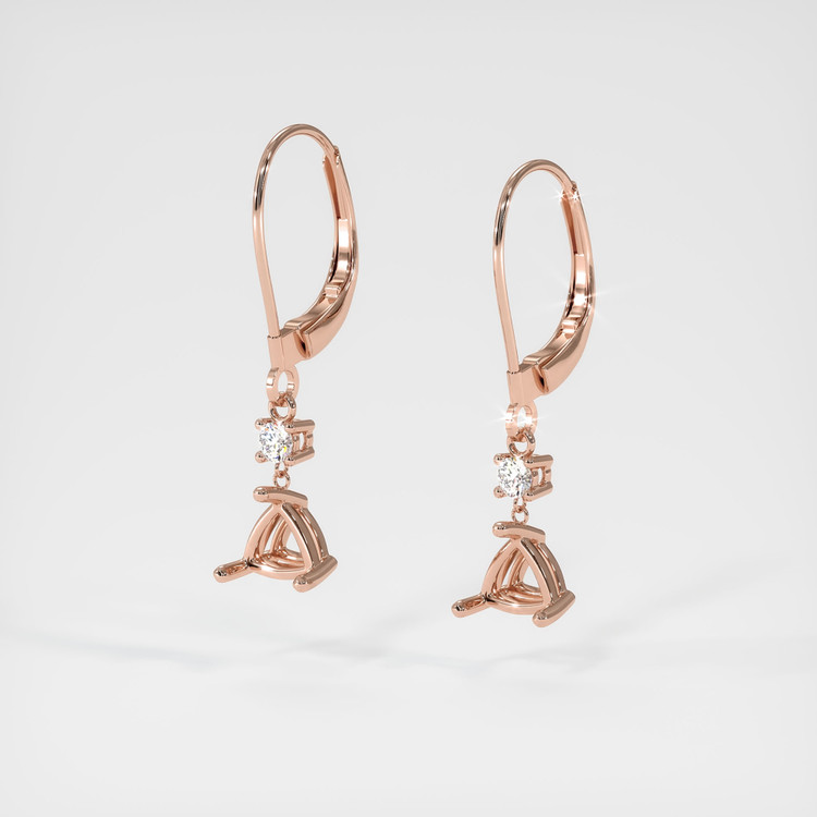 14K Rose Gold Accent Stones Earring Setting