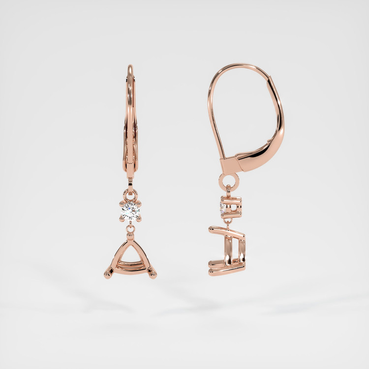 14K Rose Gold Accent Stones Earring Setting