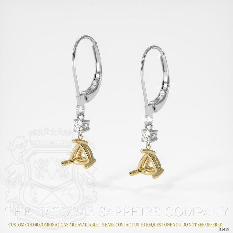 14K Yellow & White Accent Stones Earring Setting