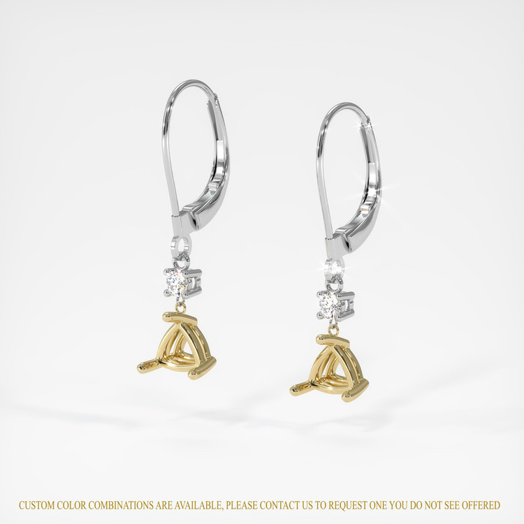 14K Yellow & White Accent Stones Earring Setting