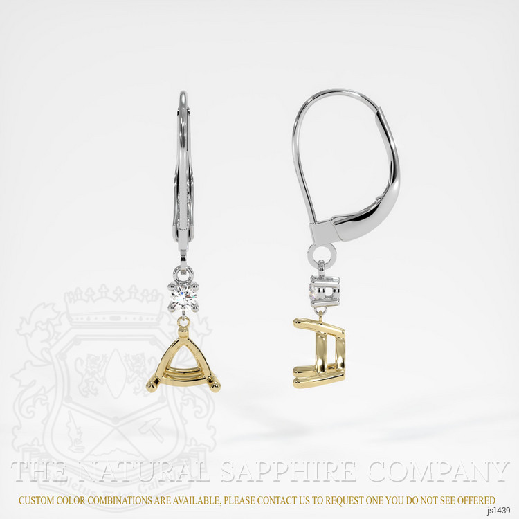 14K Yellow & White Accent Stones Earring Setting