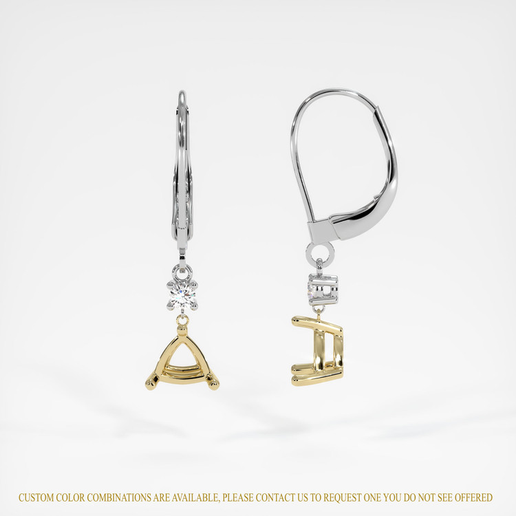 14K Yellow & White Accent Stones Earring Setting