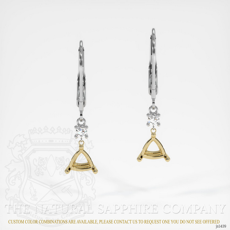 14K Yellow & White Accent Stones Earring Setting