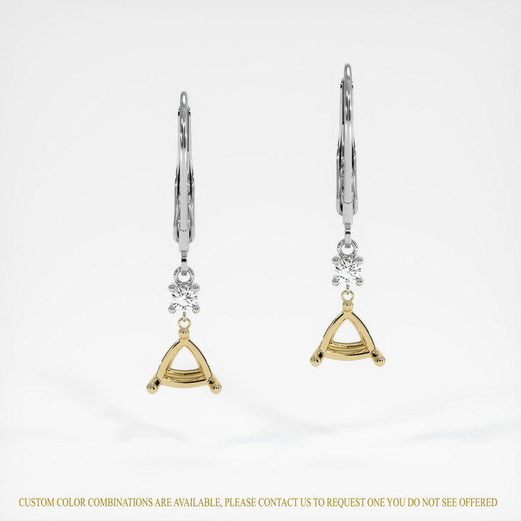 14K Yellow & White Accent Stones Earring Setting