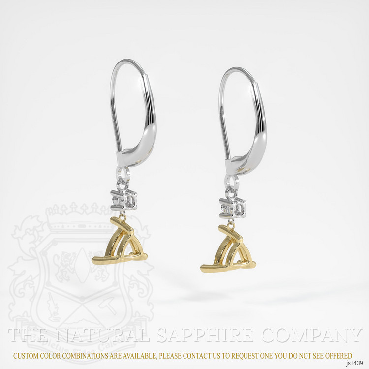 14K Yellow & White Accent Stones Earring Setting