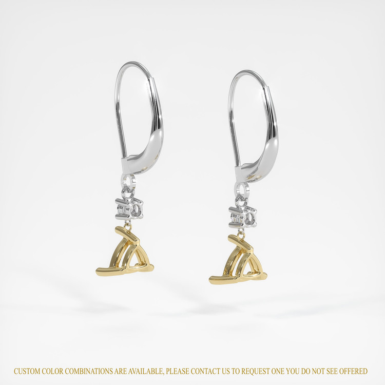 14K Yellow & White Accent Stones Earring Setting