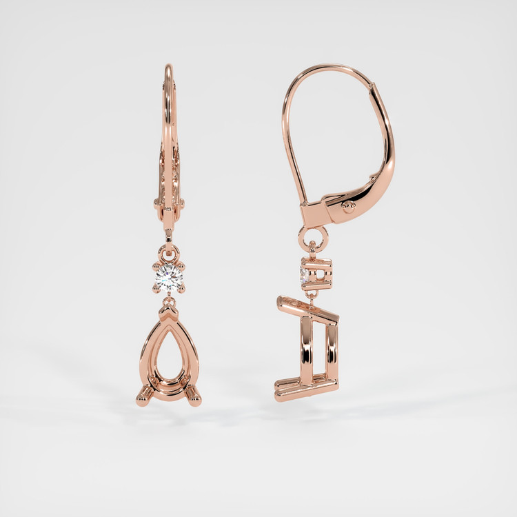 14K Rose Gold Accent Stones Earring Setting