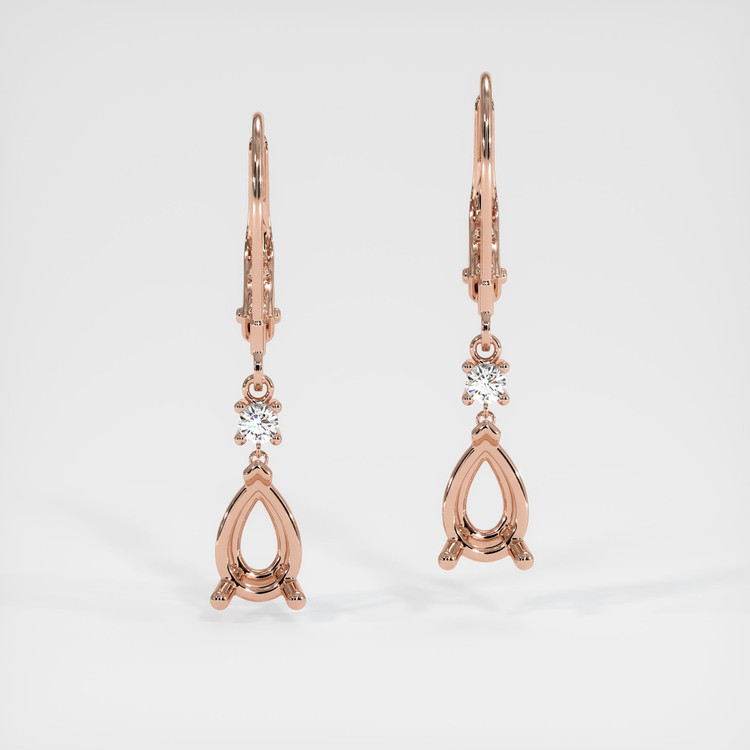 14K Rose Gold Accent Stones Earring Setting