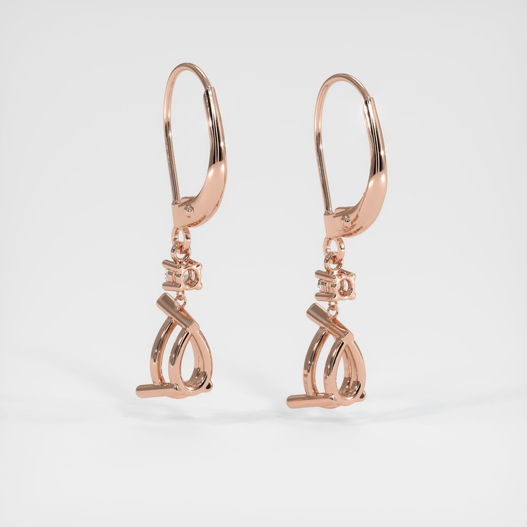 14K Rose Gold Accent Stones Earring Setting