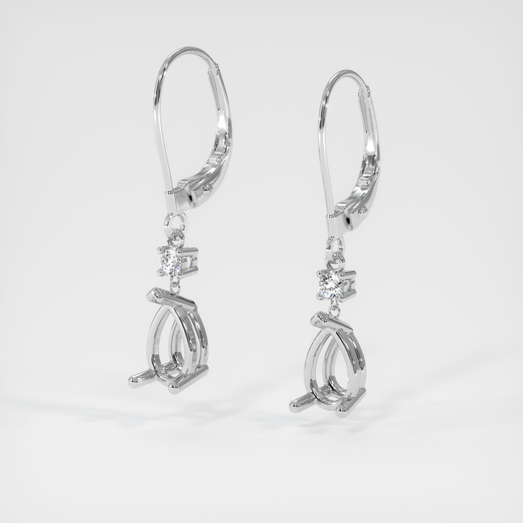 14K White Gold Accent Stones Earring Setting