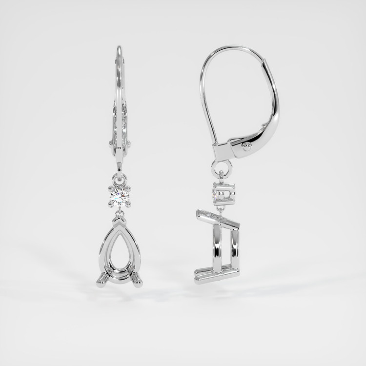 14K White Gold Accent Stones Earring Setting