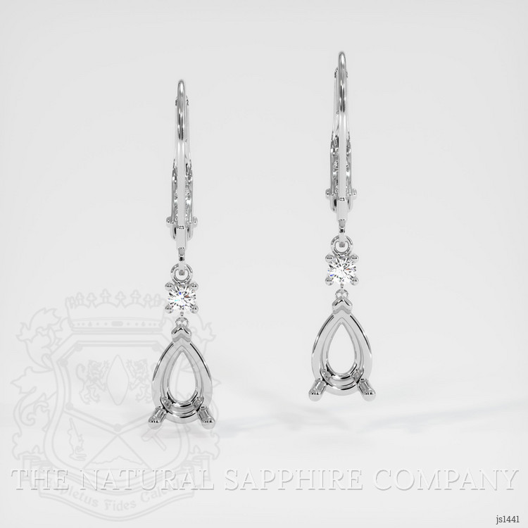 14K White Gold Accent Stones Earring Setting
